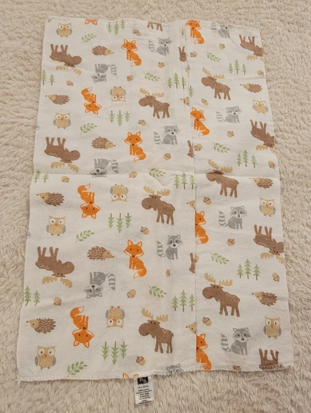 Hudson baby set of four burp cloths in Cotton flannel